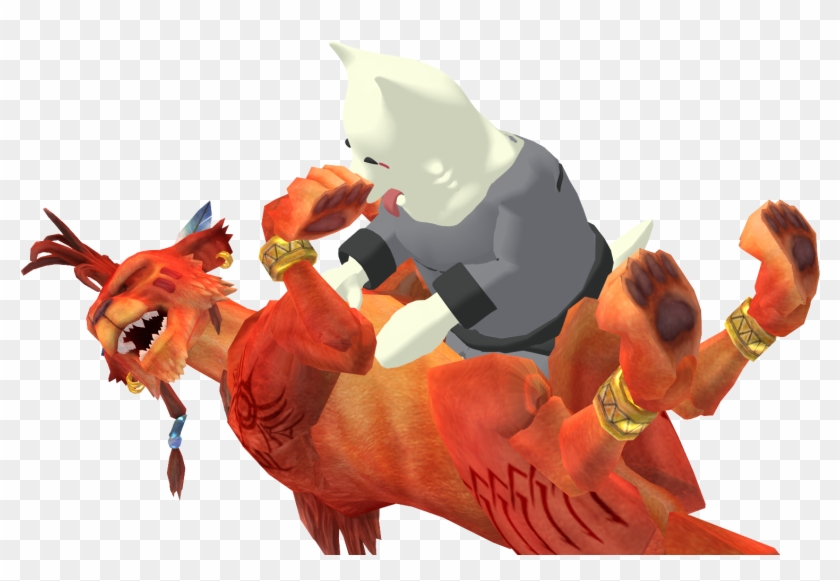 Lesser Dog Gives Red Xiii A Tummy Rub - Illustration Clipart
