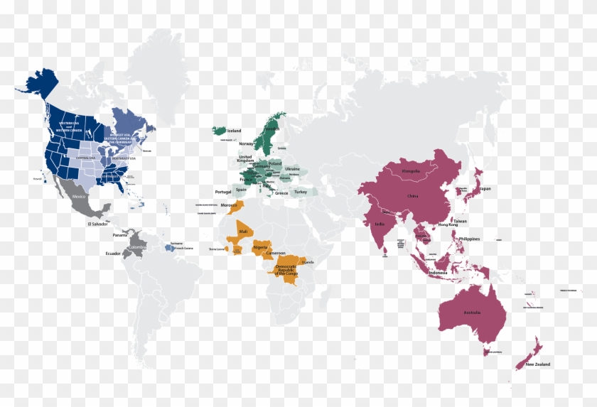 Asia Pacific On World Map Clipart #3434924