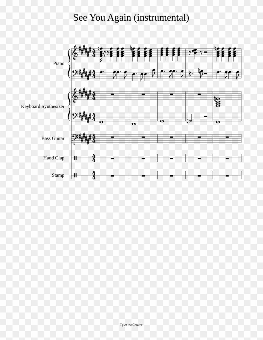 See You Again By Tyler, The Creator - Sheet Music Clipart