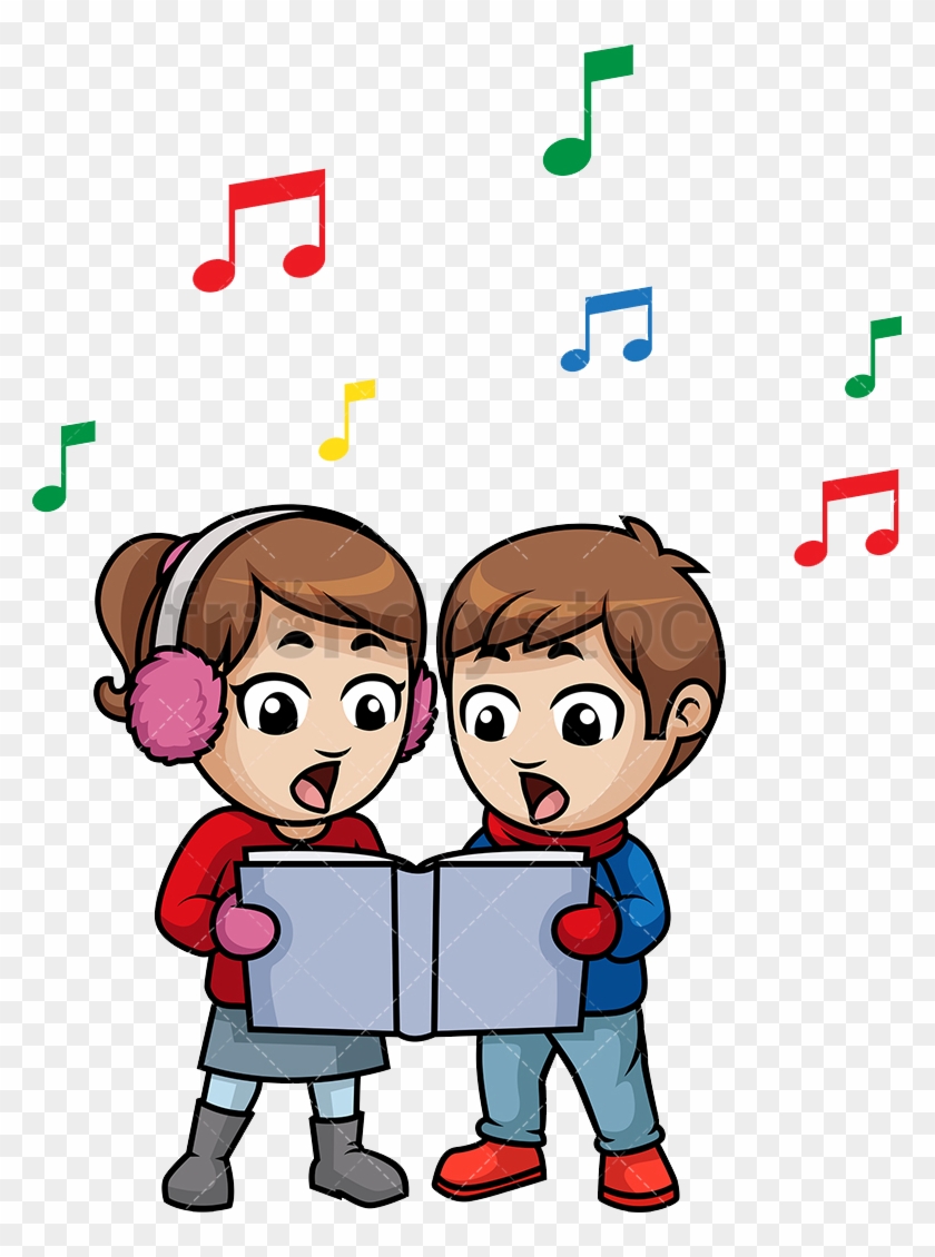 Cartoon Kids Singing Clipart