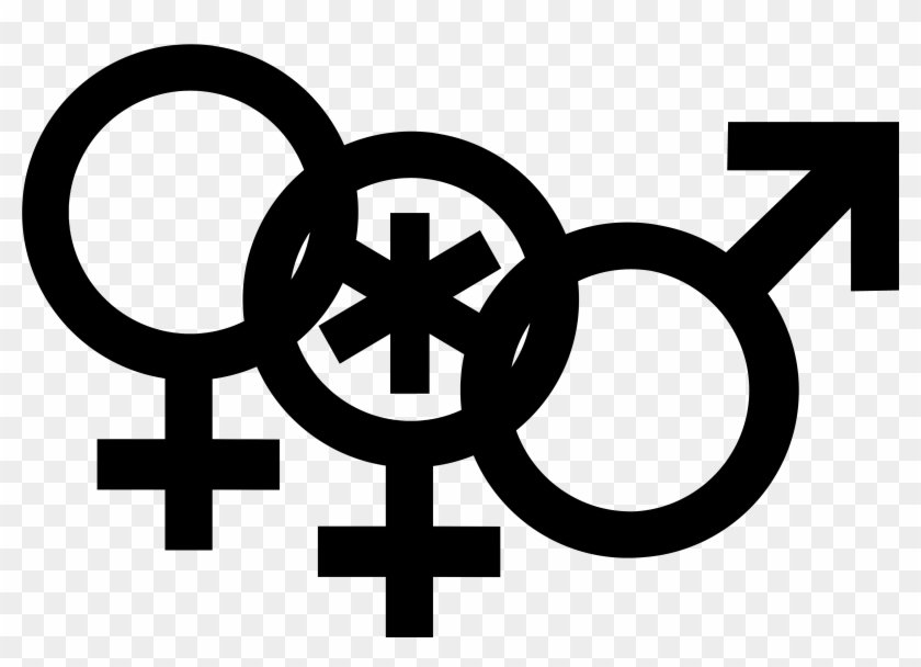 Nonbinary Woman Symbol Interlocked With A Venus Symbol - Men And Women Icon Clipart #3436745