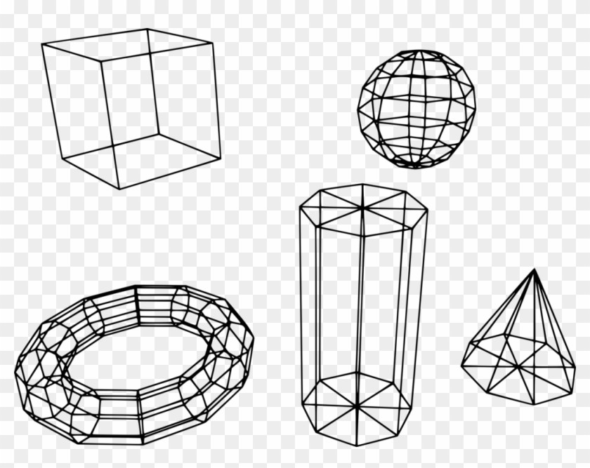 Wire Frame Model Three Dimensional Space Polygon Mesh - Figuras Geometricas Para Dibujar Clipart