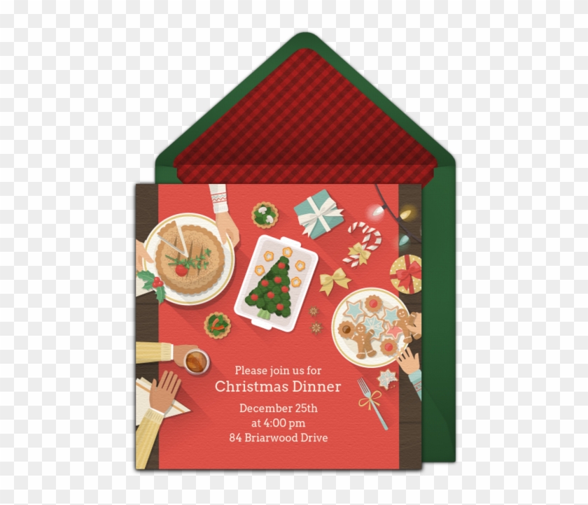 Christmas Dinner Table Online Invitation - Illustration Clipart #3441328