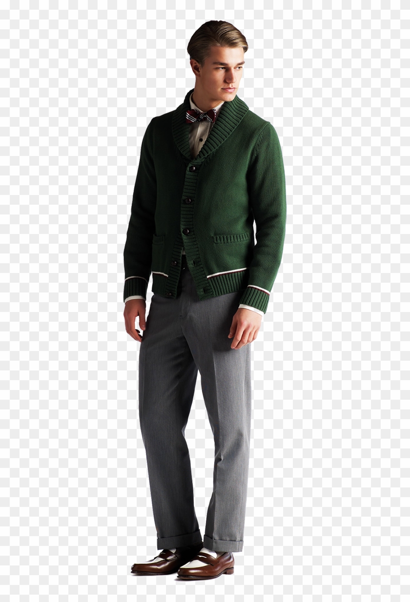 Brooks Brothers Present “the Great Gatsby” - Dark Green Cardigan With Trouser Men Clipart #3442546