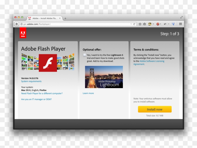 Flash Player Download Page - Google Adsense Malicious Clipart