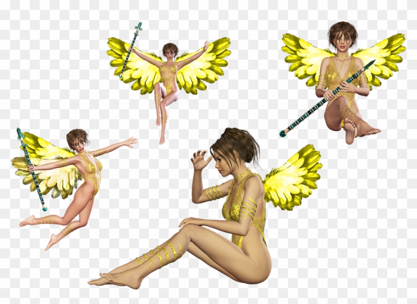 Angel Wing Isolated Heavenly Female Woman Feather - Fairy Clipart #3445800