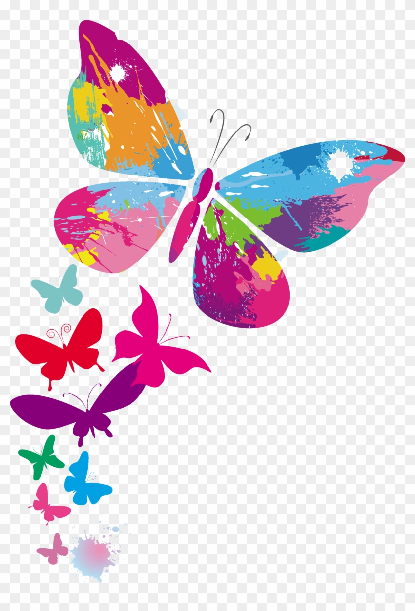 Picture Library - Multi Color Butterfly Backgrounds Design Clipart