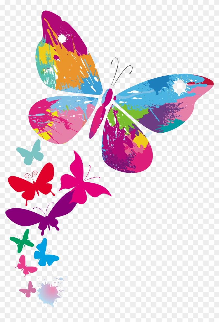 Picture Library - Multi Color Butterfly Backgrounds Design Clipart #3446796