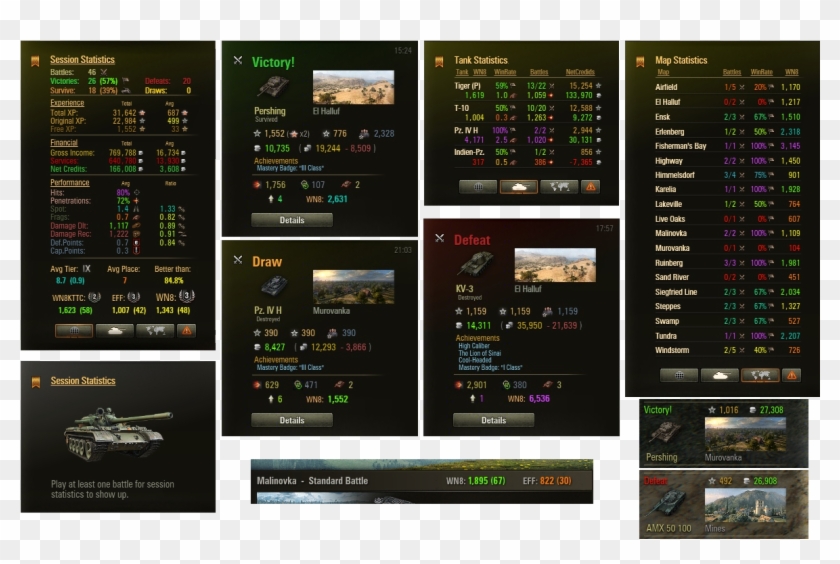 Features - - Wot Session Statistic Clipart