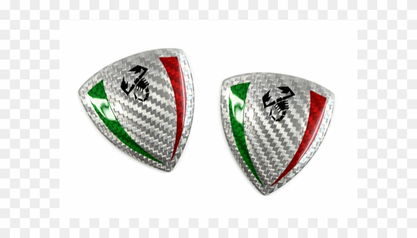 White Carbon Fiber Fender Shield Abarth Emblem W/ Italian Clipart