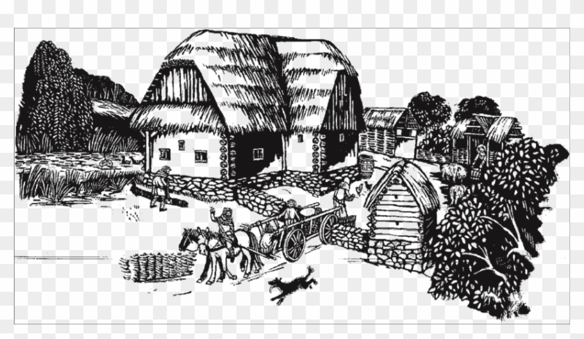 Reconstruction Of Farmstead I In The Deserted Medieval - Illustration Clipart