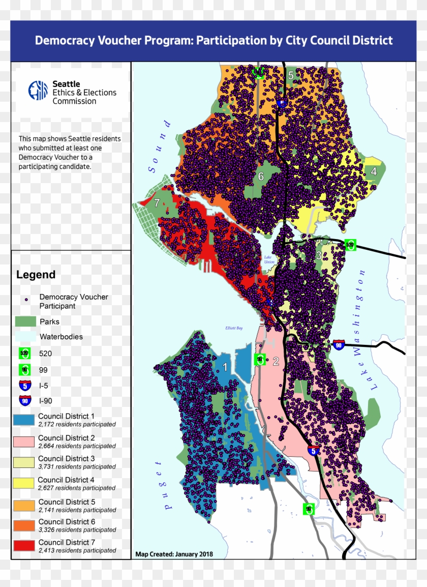 A Map Of Seattle Showing Participation In The Democracy - Map Clipart