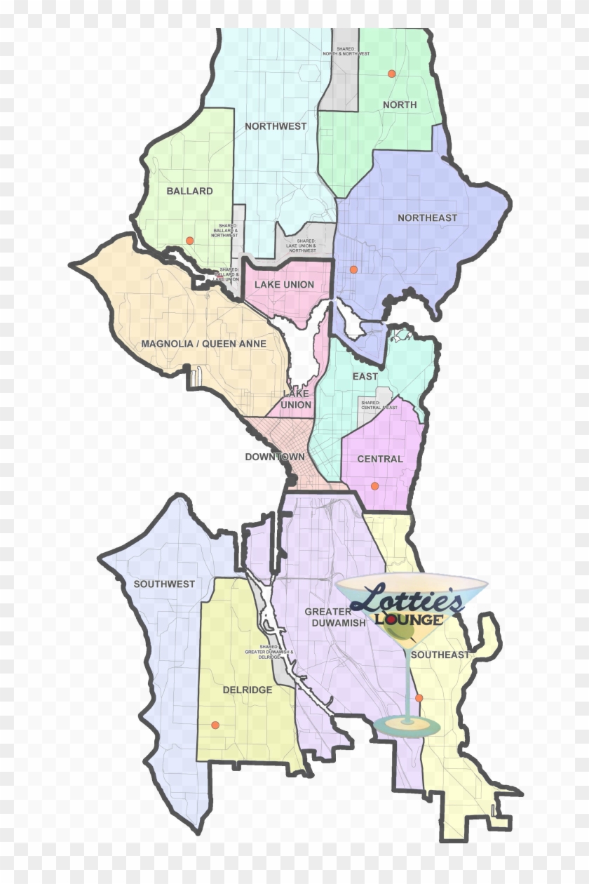 Seattle, Wa - Seattle Map Districts Clipart
