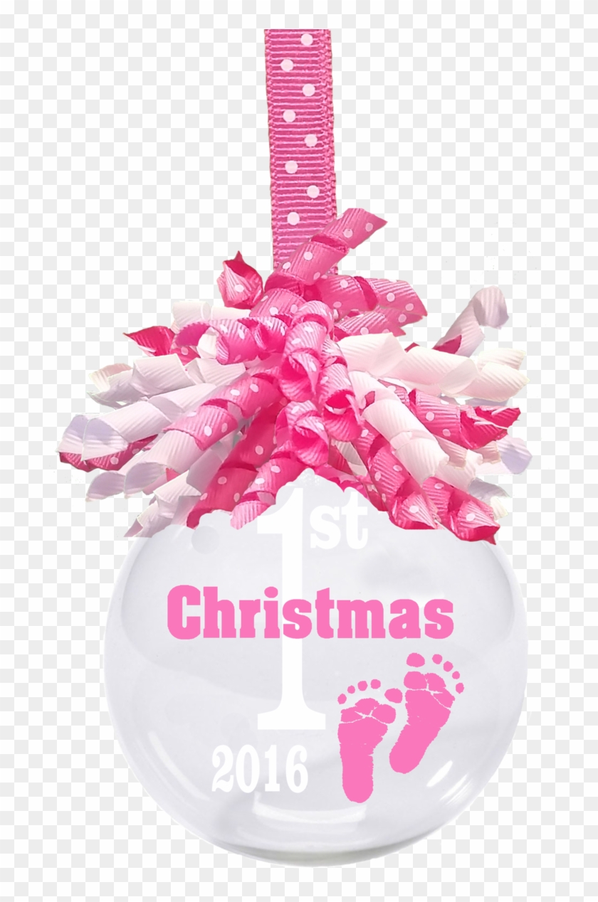 Baby's First Christmas Ornament With Pink Feet And - Kempertrautmann Clipart #3450750