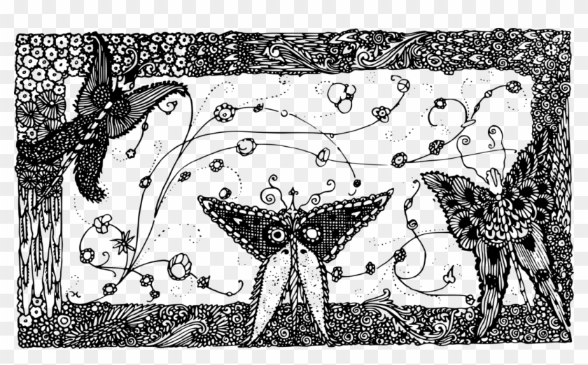 Trippy Vector Line - Gambar Dekoratif Kupu Kupu Clipart #3450870