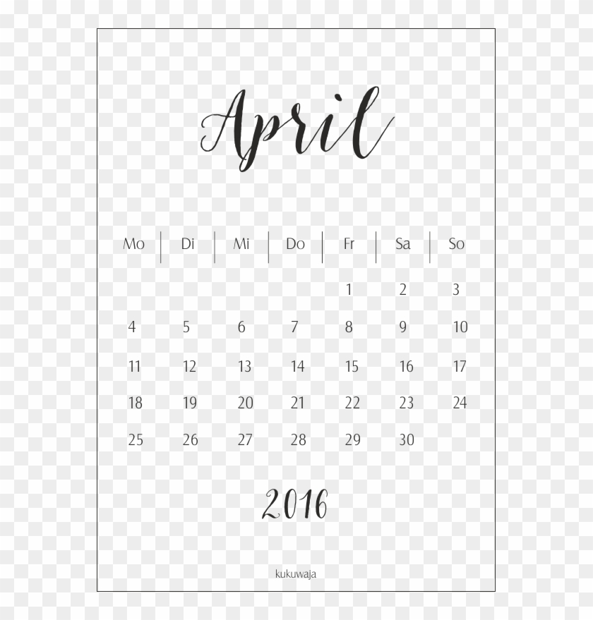 Kukuwaja - Kalenderblatt April Zum Ausdrucken Clipart