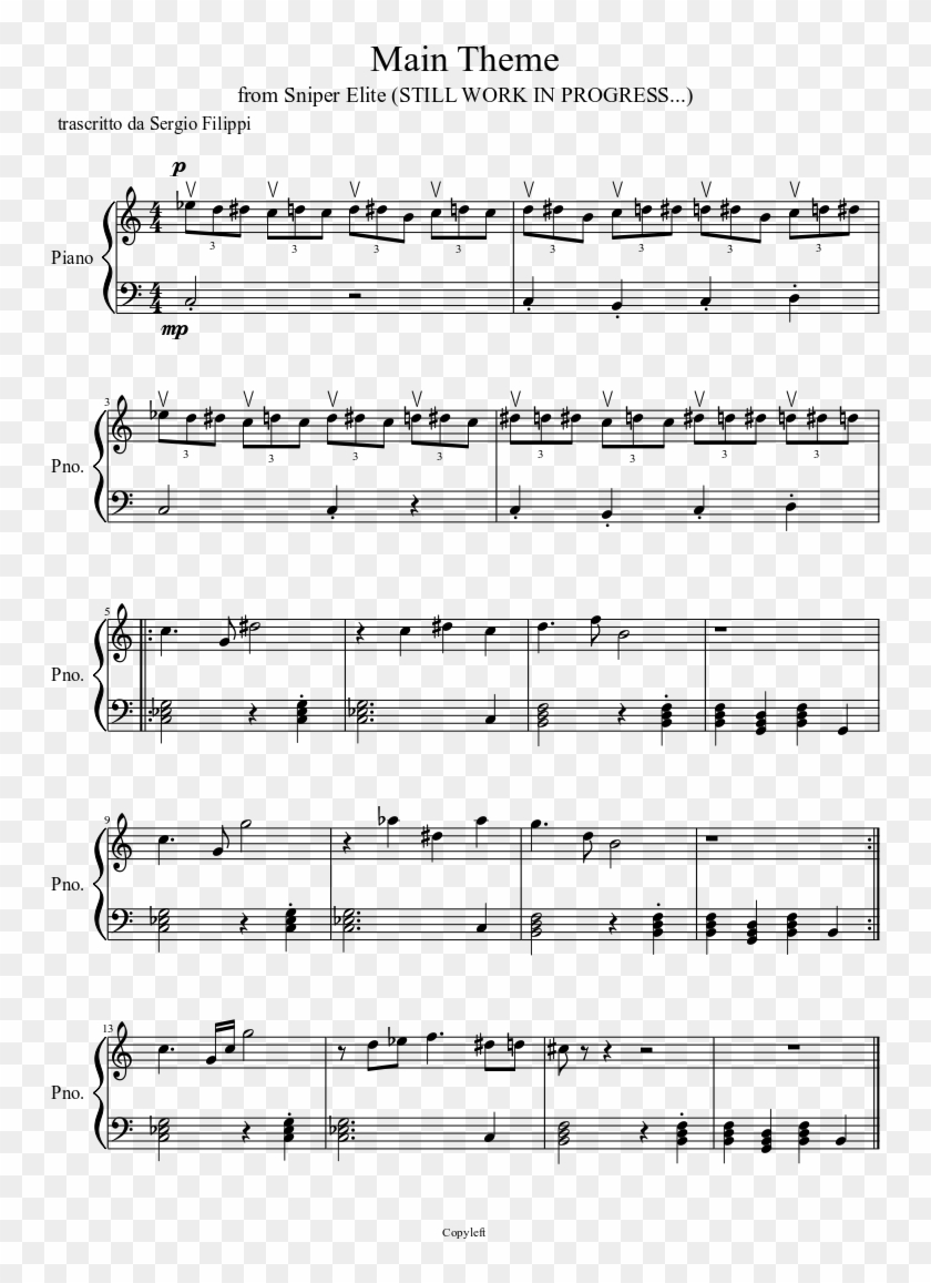 Sniper Elite Menu Theme - Rey's Theme Piano Easy Clipart