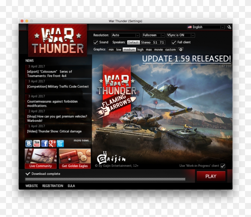 Screen Shot 2017 04 04 At - War Thunder Launcher Problem Clipart #3453140