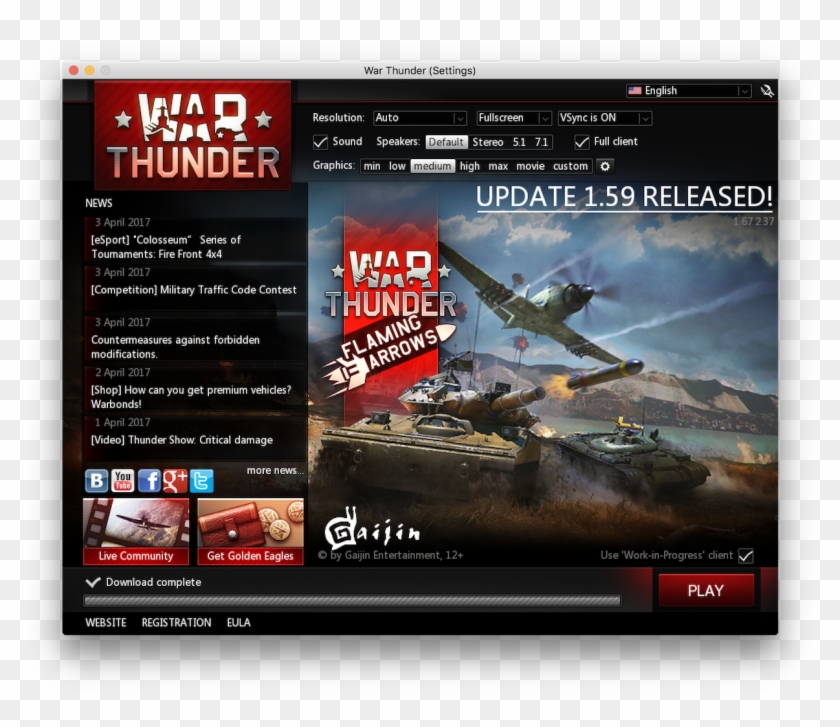 Screen Shot 2017 04 04 At - War Thunder Launcher Problem Clipart