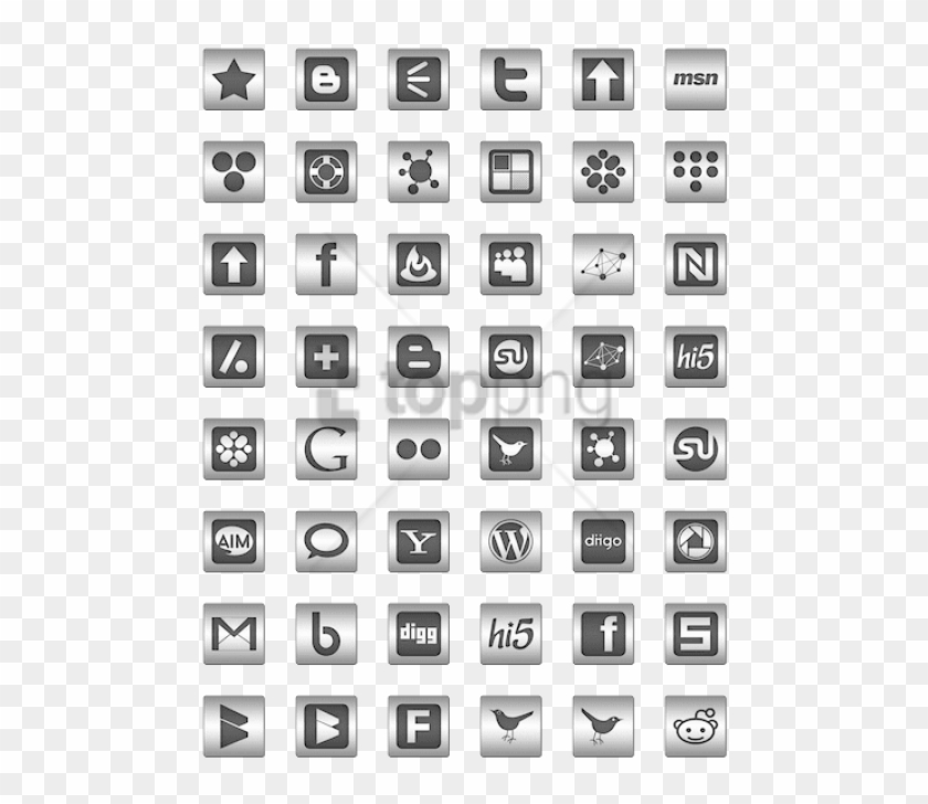 Free Png Black Inlay On Steel Social Media Icon Pack - Monochrome Clipart