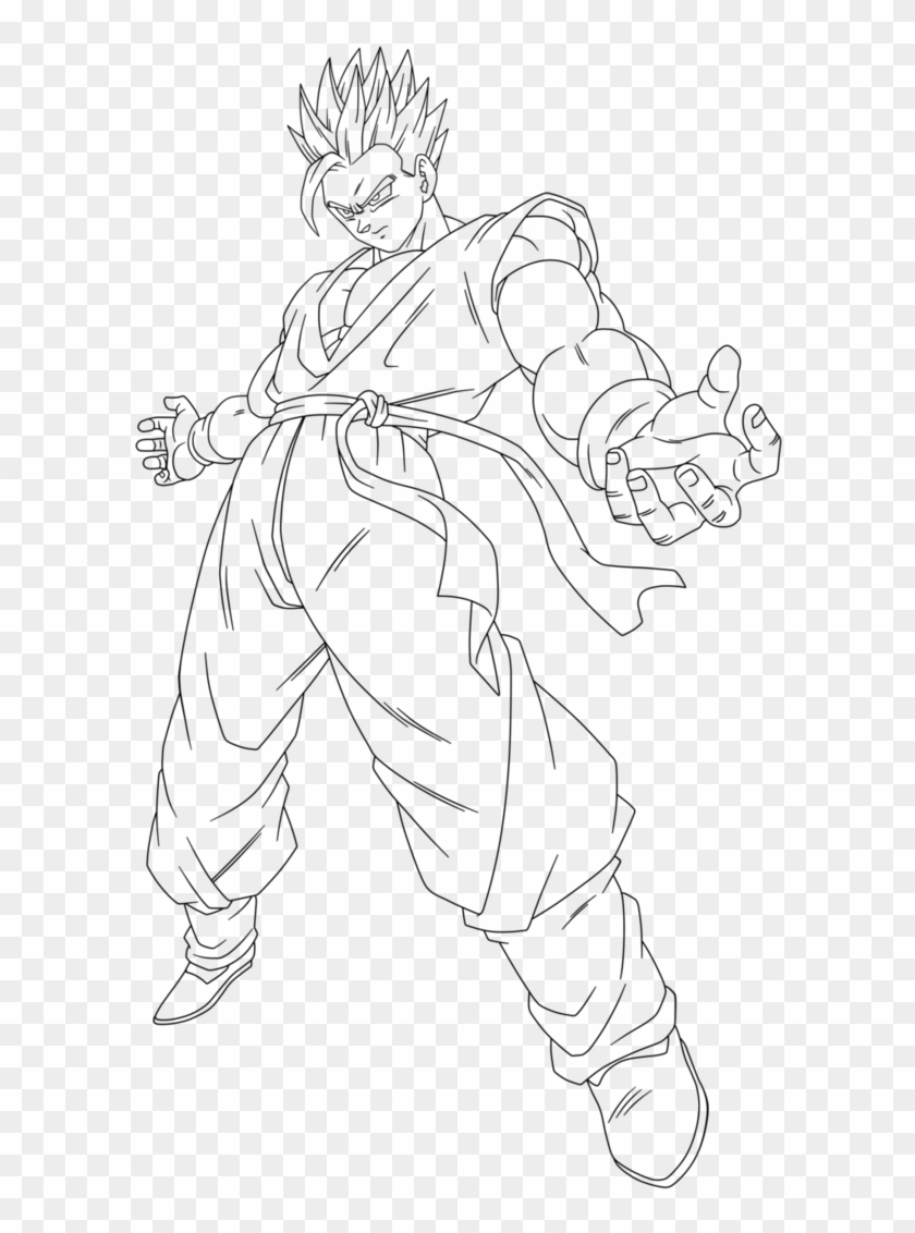 Ssj Training With - Adult Gohan Line Drawing Clipart