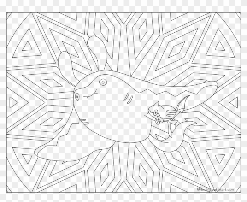 Adult Pokemon Coloring Page Mantine - Line Art Clipart #3456914