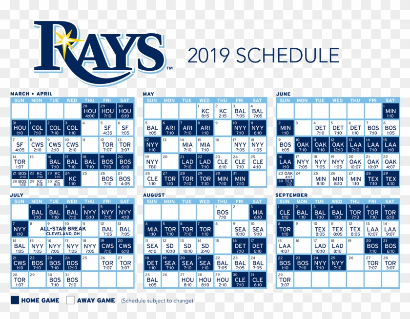 Download The 2019 Tampa Bay Rays Schedule Tampa Bay Rays Schedule