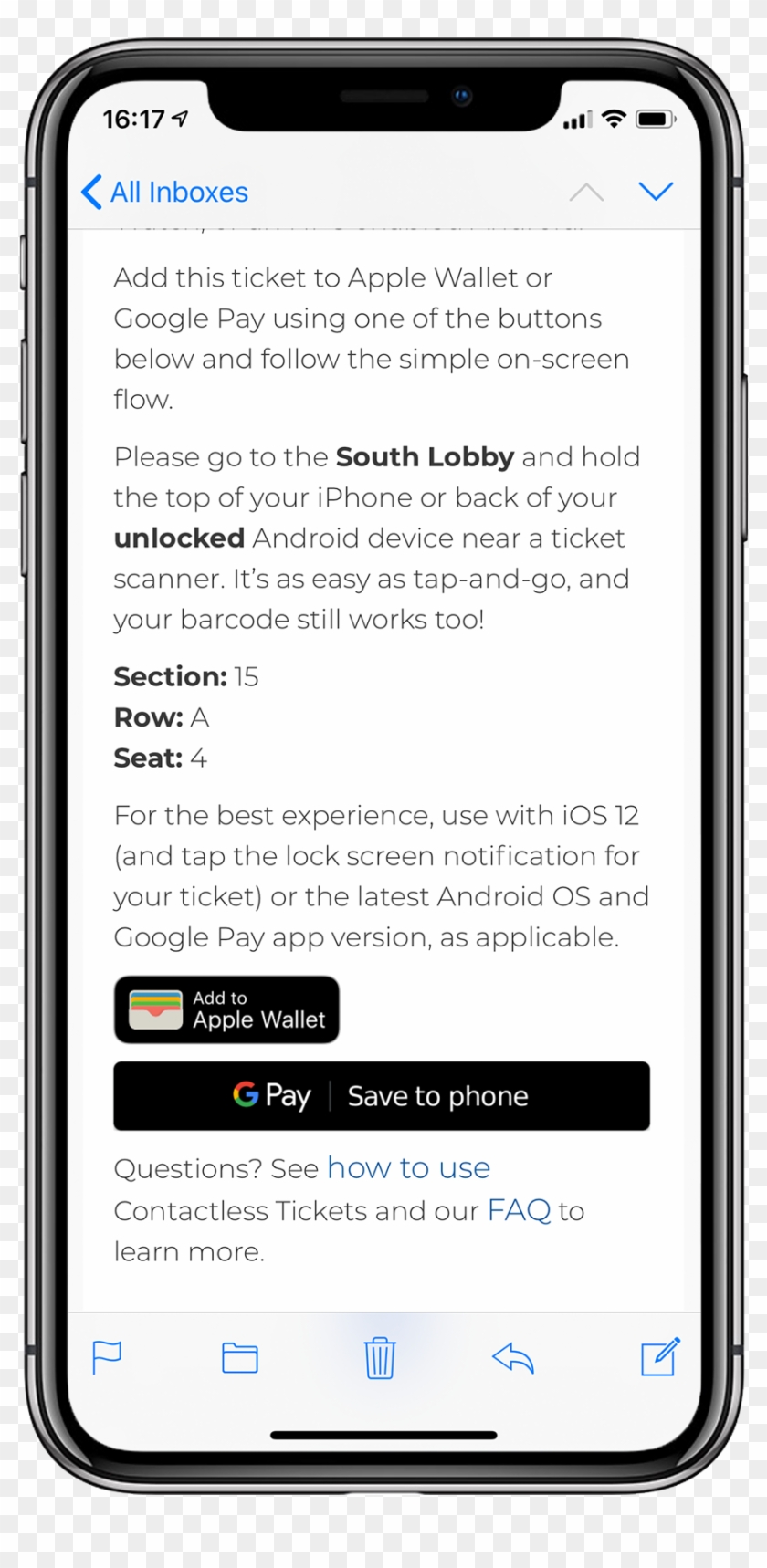 Open The Email And Use The “save To Phone” Button And - Mobile Phone Clipart