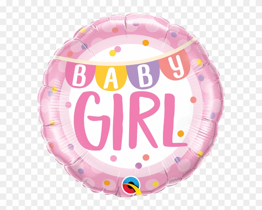 Baby Girl Banner & Dots 18" Foil Balloon - Balloon Clipart