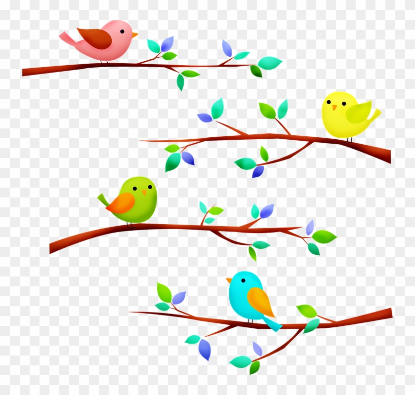 Pájaros En La Rama De Árbol, Aves, Rama De Árbol - Birds Svg Clipart #3462940