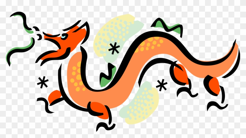 Vector Illustration Of Chinese Mythological Dragon Clipart #3466350