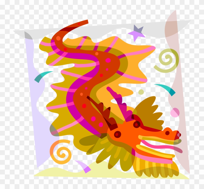 Vector Illustration Of Chinese Mythological Dragon - Chinese Dragon For Kids Clipart