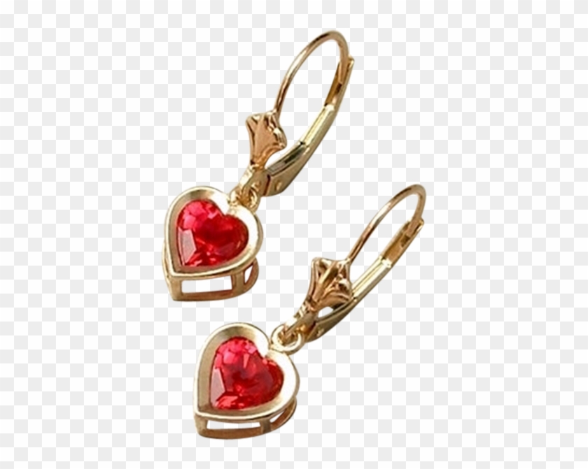 Vintage Genuine 10k Gold Ruby Heart Earrings Drops - Earrings Clipart