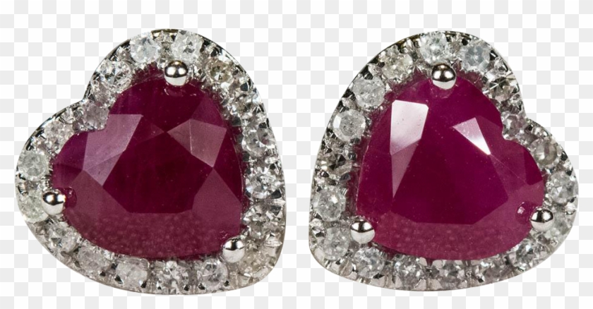 50ctw Heart Ruby Diamond Stud Earrings 10k Gold Screw - Earrings Clipart