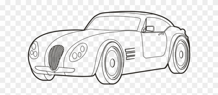 Lamborghini Clipart Black And White - Car Outline Drawing - Png Download