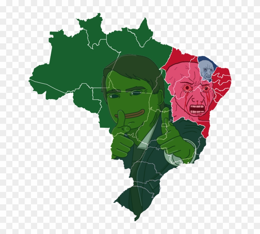 Right-wing Candidate Jair Bolsonaro Wins First Round - Brazil Map Clipart #3467720