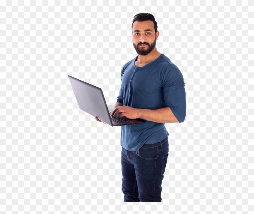 My Tampa It - Person With Laptop Standing Clipart