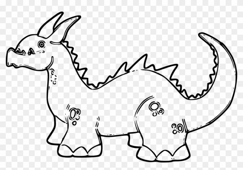 Dragon Dangerous Horns Teeth Spikes Horned Danger - Dragon Clipart Black And White - Png Download #3468751