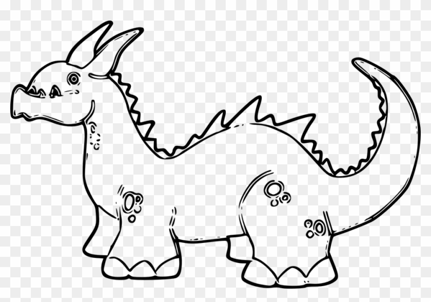 Dragon Dangerous Horns Teeth Spikes Horned Danger - Dragon Clipart Black And White - Png Download