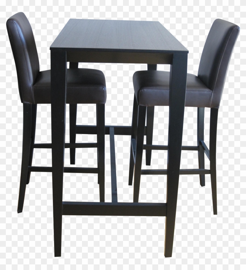 Crate & Barrel Triad High Bar Table & 2 Stools Clipart