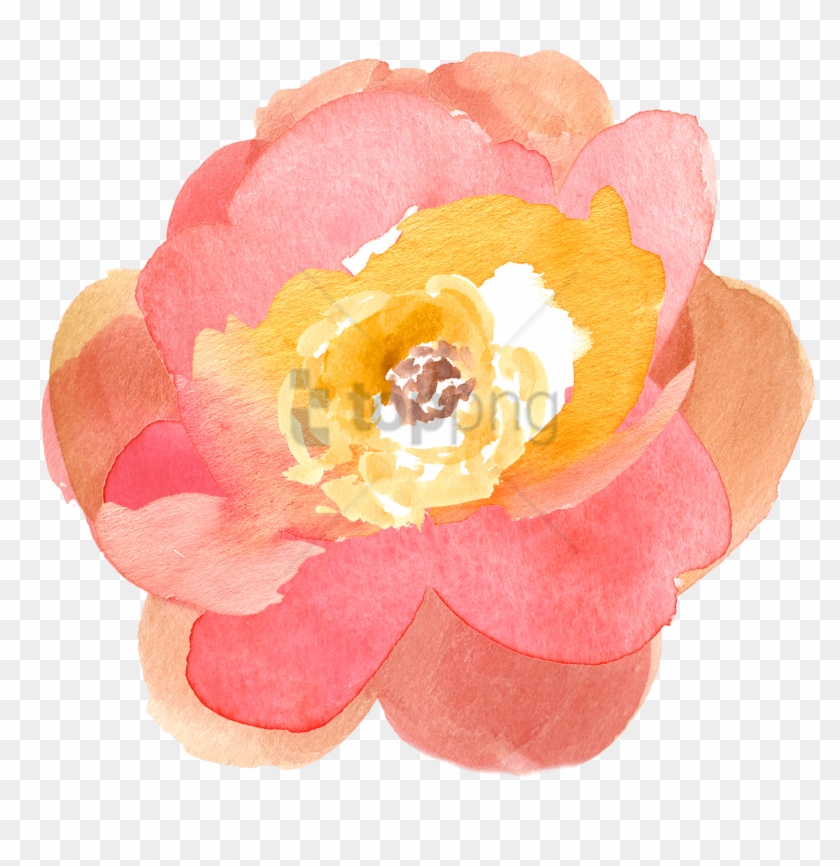 Free Png Transparent Watercolor Flowers Png Image With - Pink And Yellow Watercolor Flower Clipart #3468942