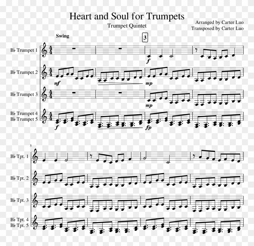 Heart And Soul For Trumpets Sheet Music For Trumpet - Metamorph Blue Devils Trumpet Solo Sheet Music Clipart #3470276