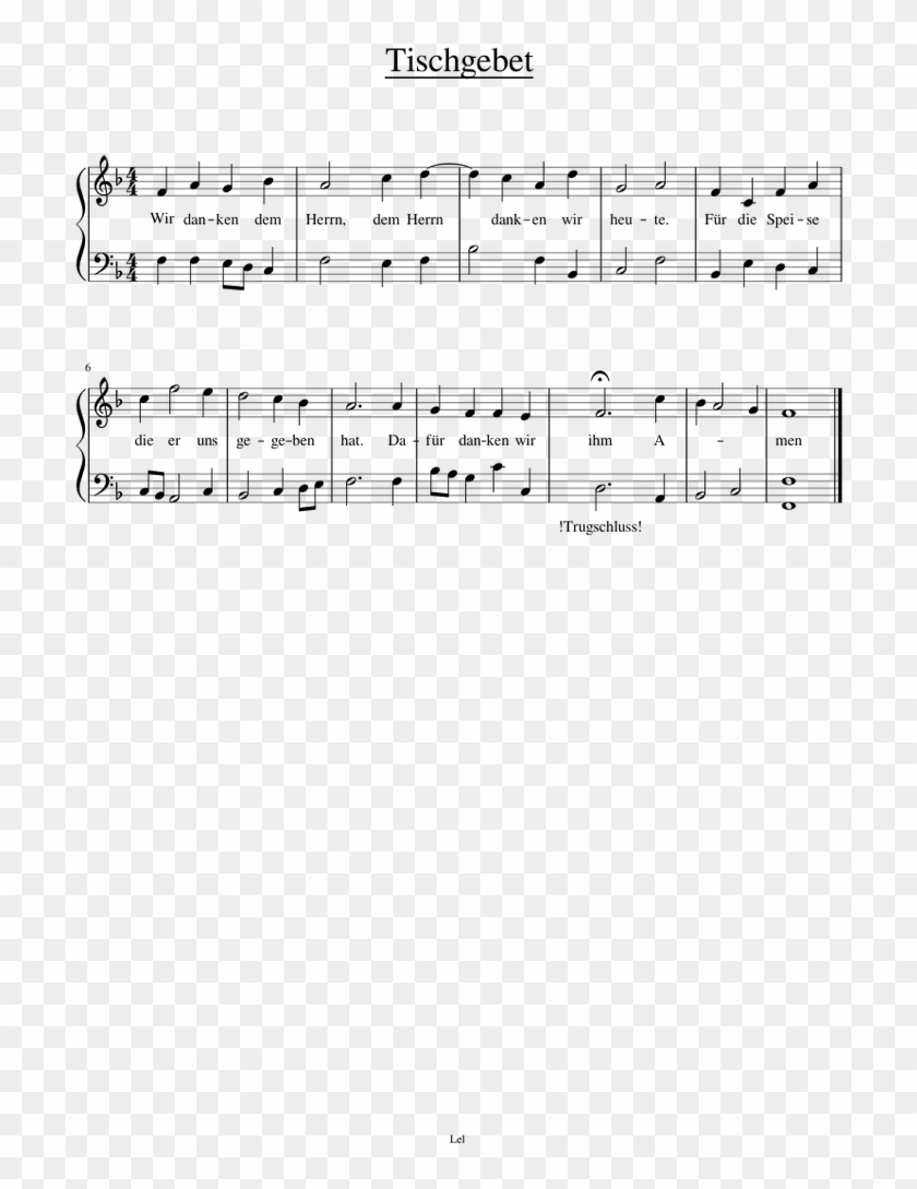 Tischgebet Für Christen Piano Tutorial - Sheet Music Clipart #3470603
