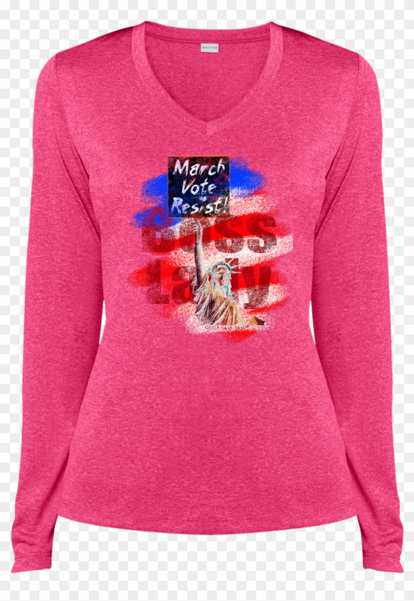 March Vote Resist Boss Lady March For Liberty • Ladies' - Long Sleeve Women's Shirt Png Clipart