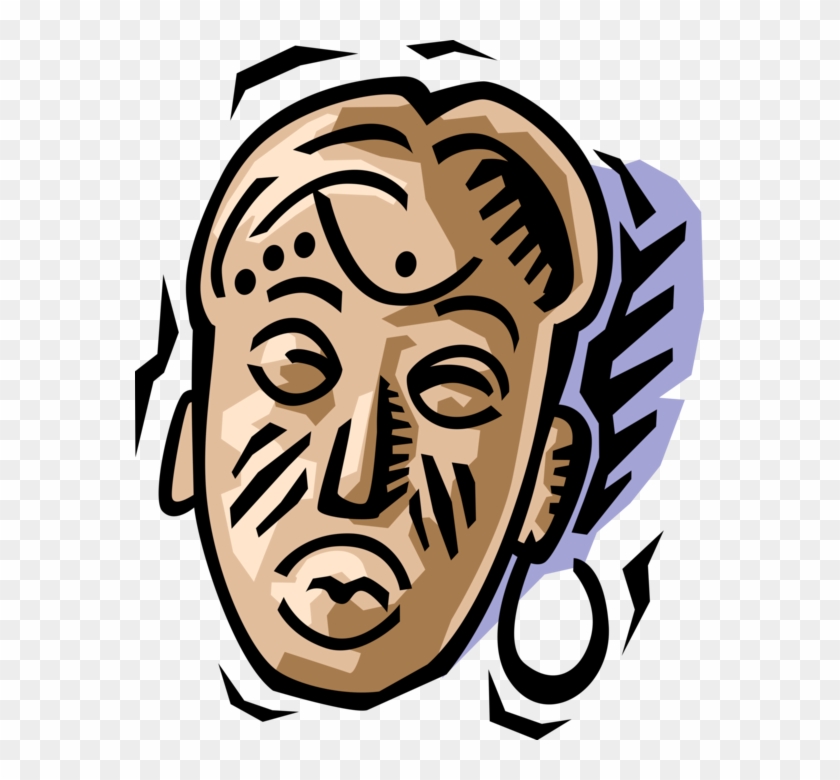 Vector Illustration Of Traditional African Wooden Tribal Clipart #3473462