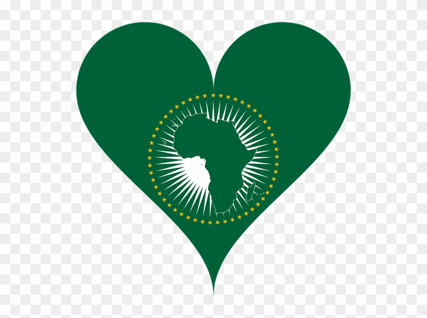 Love Flag African Union Heart Africa - African Union Flag Vector Clipart #3473730