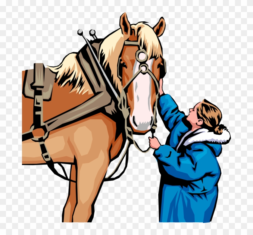 Vector Illustration Of Equine Equestrain Work Horse - Hold Your Horses Clipart #3474228