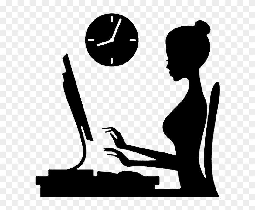 Last But Not Least My Kids Cause Me The Biggest Distraction - Woman On Computer Clipart Black And White - Png Download #3474254