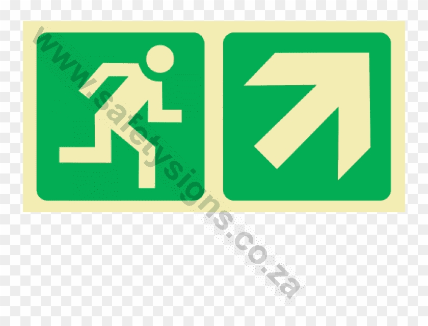 Running Man & Diagonal Arrow Up & Right Photoluminescent - Traffic Sign Clipart