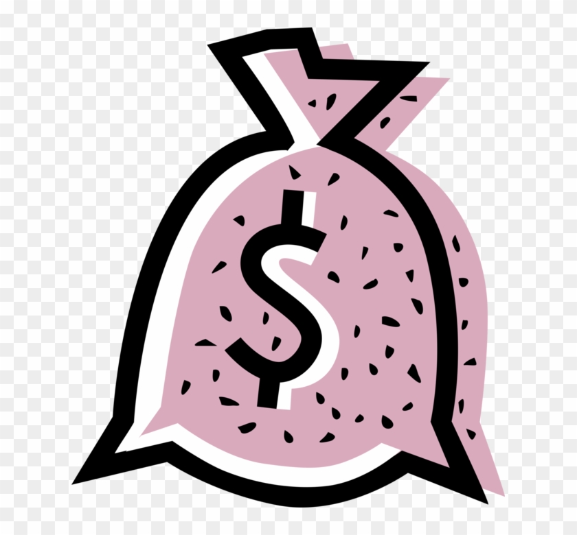 Vector Illustration Of Money Bag, Moneybag, Or Sack Clipart #3475043